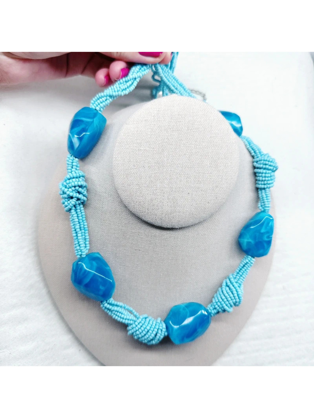 91a. Sky Blue Seed Bead Necklace